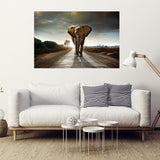 Glasschilderij - 110x160/ 80x120cm - Dieren - Olifant Savannah