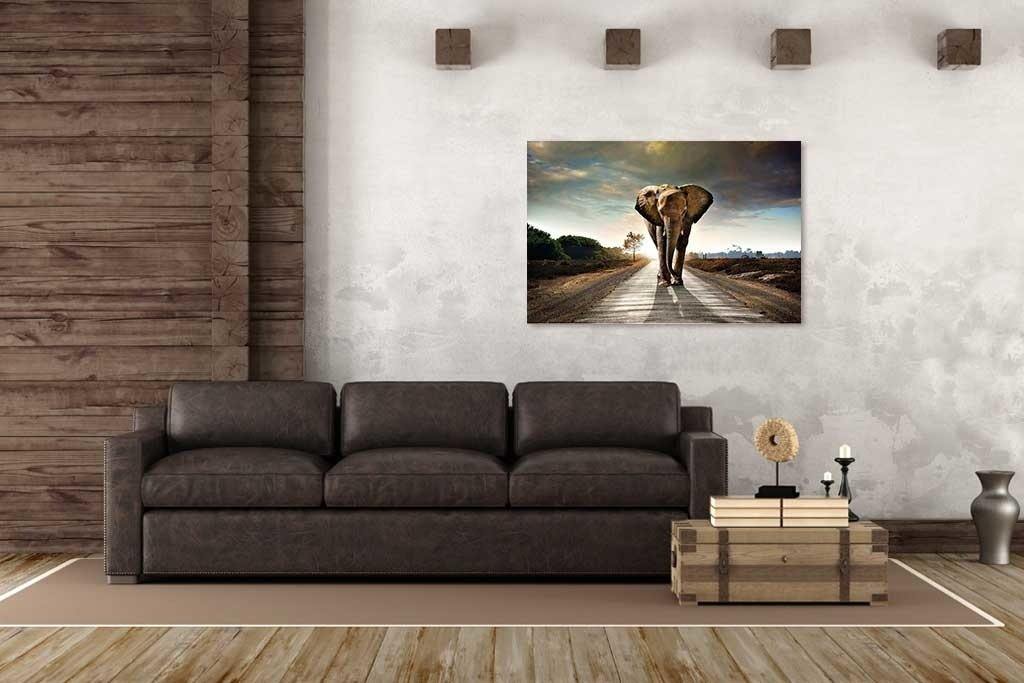 Glasschilderij - 110x160/ 80x120cm - Dieren - Olifant Savannah