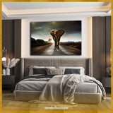 Glasschilderij - 110x160/ 80x120cm - Dieren - Olifant Savannah