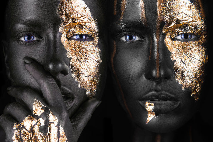 Glasschilderij - 100x150cm - Exclusive - Model - Double Faces Gold
