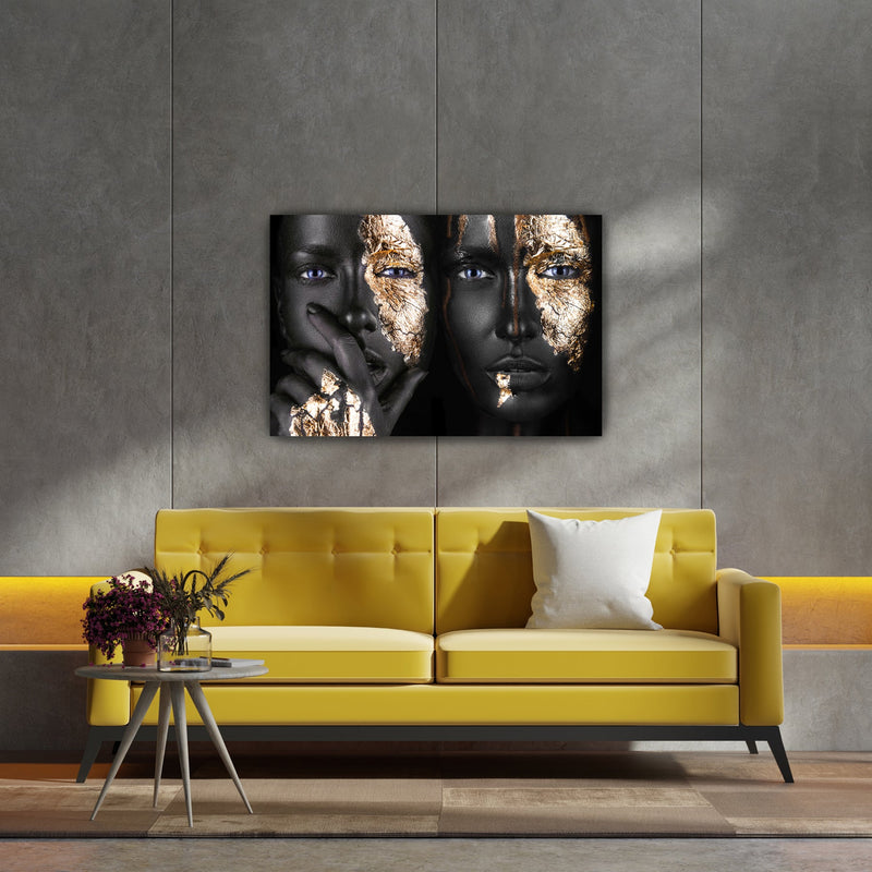 Glasschilderij - 110x160cm - Exclusive - Model - Double Faces Gold - meubelboutique.nl