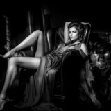 Glasschilderij - 120x80cm - Exclusive - Model - Medina x Black Panther B&W