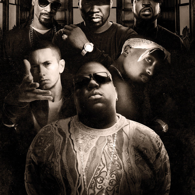 Glasschilderij - 120x80cm - Exclusive - Model - Old Skool Rappers