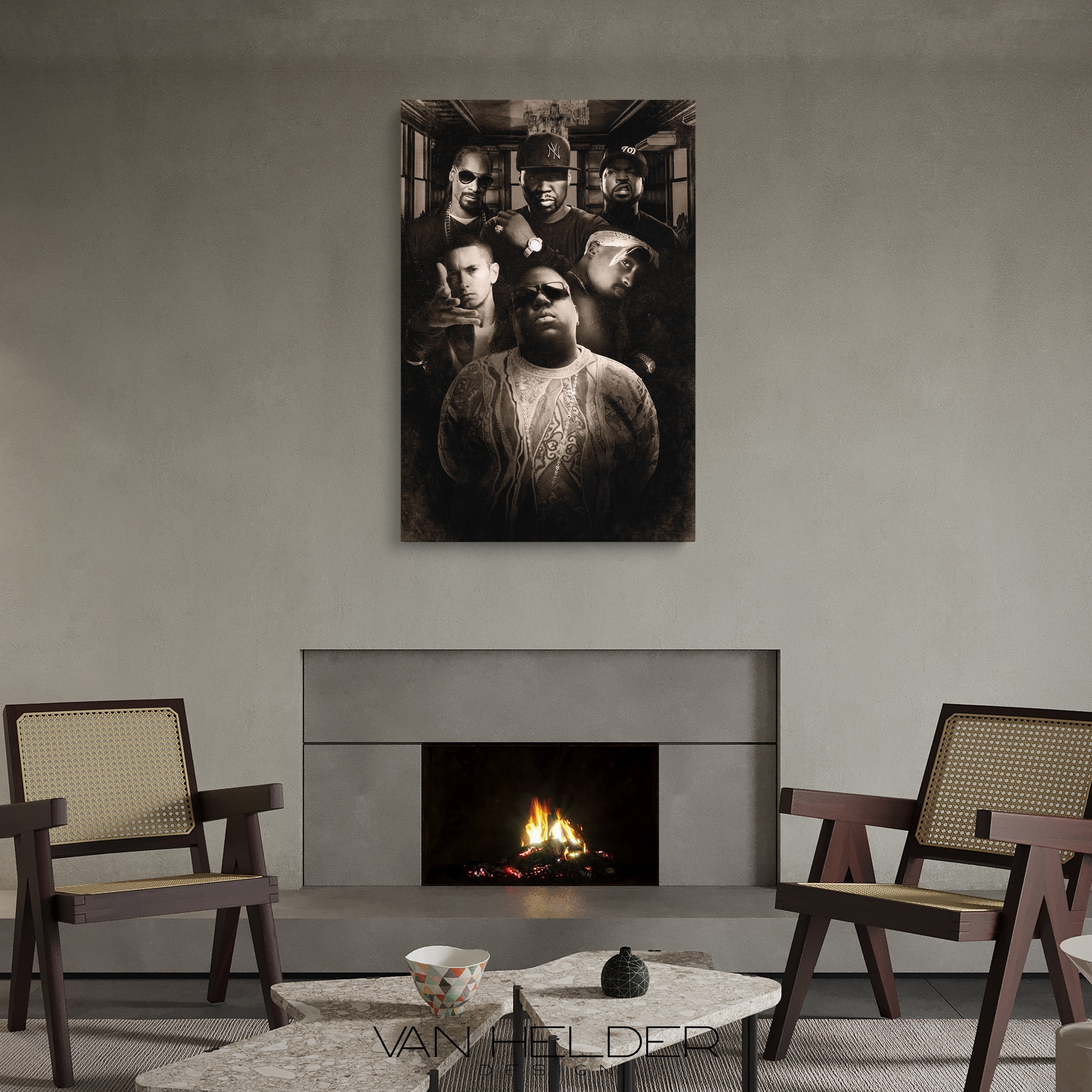 Glasschilderij - 120x80cm - Exclusive - Model - Old Skool Rappers