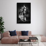 Glasschilderij - 120x80cm - Exclusive - Model - Silk Women Black White