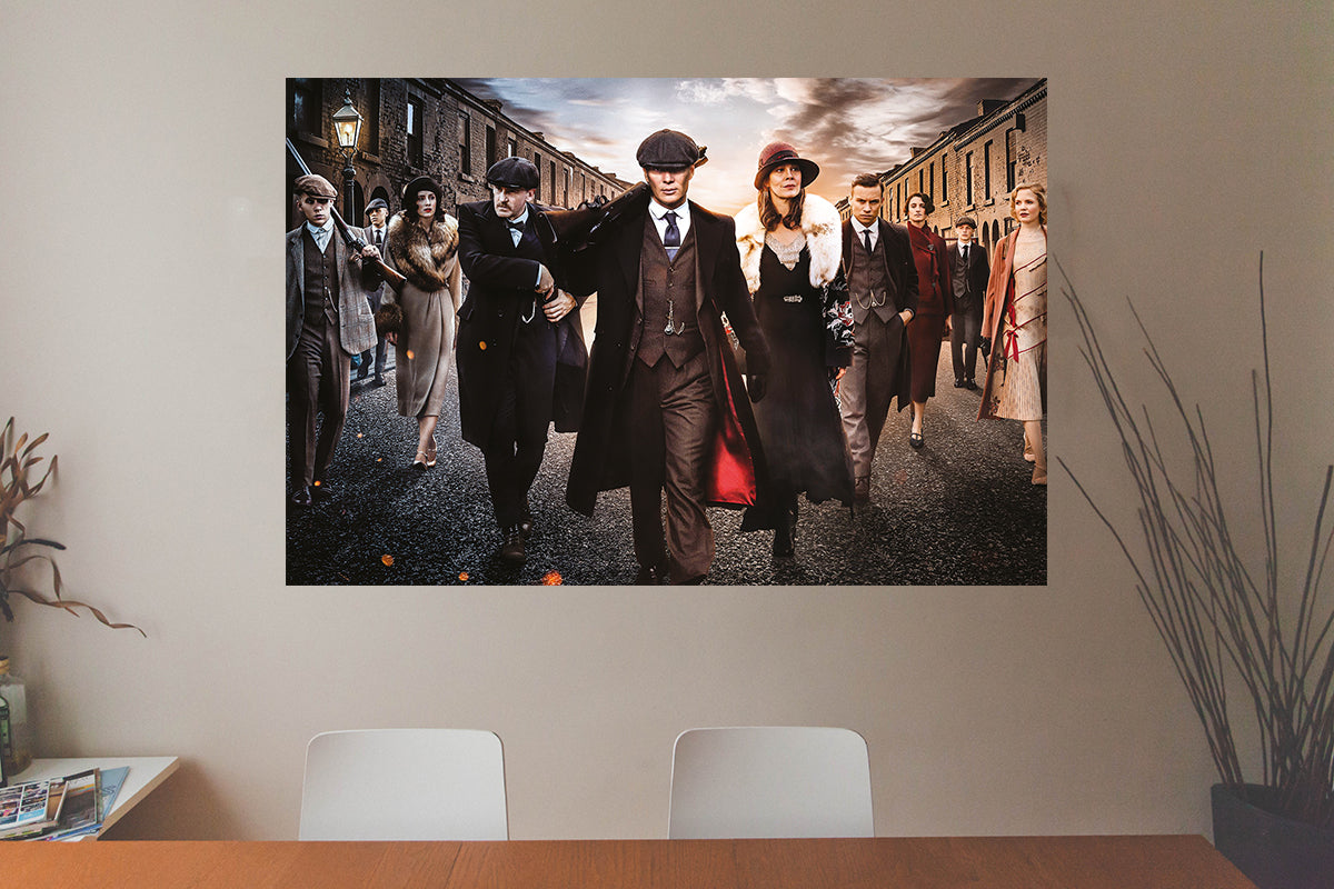 Glasschilderij - 120x80cm - Exclusive - Movie Peaky Blinders Gangsters