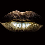 Glasschilderij - 120x80cm - Speciaal - Gouden Lippen / Golden Lips Art