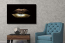Glasschilderij - 120x80cm - Speciaal - Gouden Lippen / Golden Lips Art