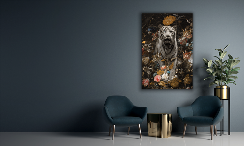 Glasschilderij - 150x100 / 120x80 / 90x60cm - Exclusive - KRUGER - Tijger Still Leven