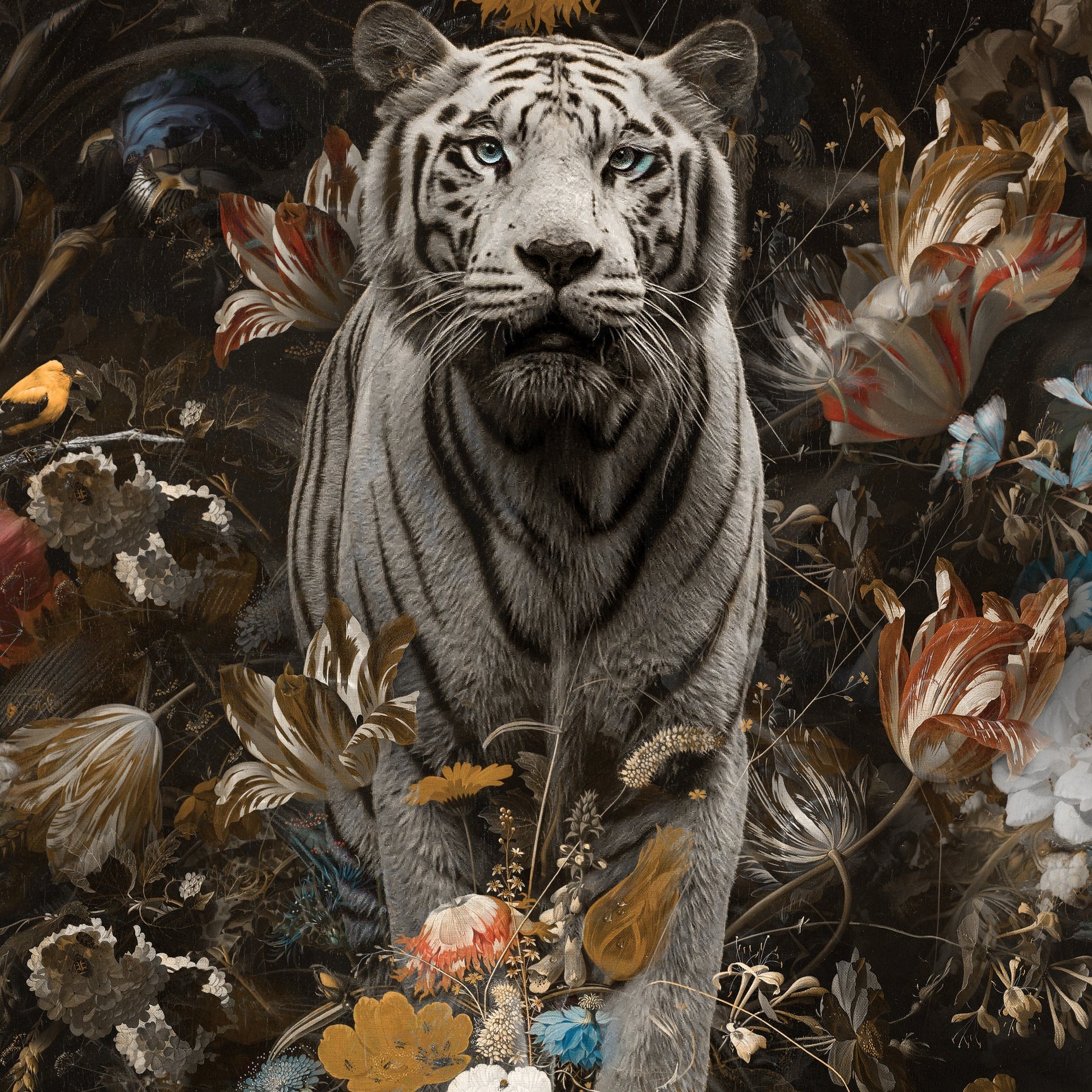 Glasschilderij - 150x100 / 120x80 / 90x60cm - Exclusive - KRUGER - Tijger Still Leven