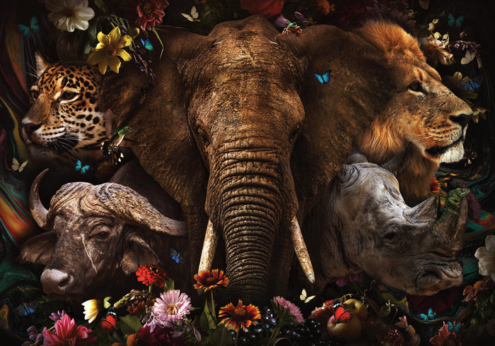Glasschilderij - 150x100 / 120x80cm - Exclusive - Dieren - BIG 5 Alpha