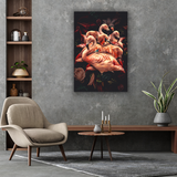 Glasschilderij - 80x120cm - Exclusive - Dieren - Flamingo Rosa