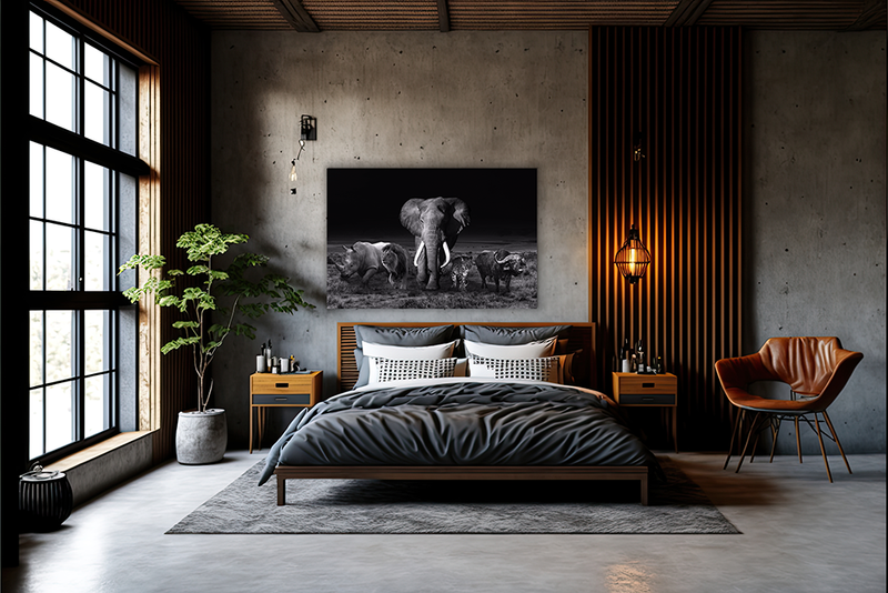 Glasschilderij - 80x120cm - Exclusive - Dieren The Big 5