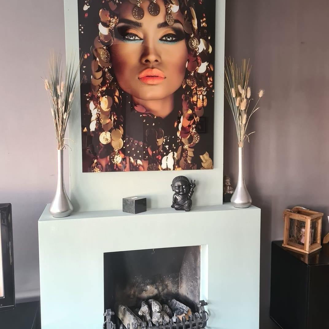 Glasschilderij - 80x120cm - Model - Arabian Princess Gold Art