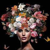 Glasschilderij - 80x80 / 120x80 / 150x100cm - Model - Cinderella with Flowers