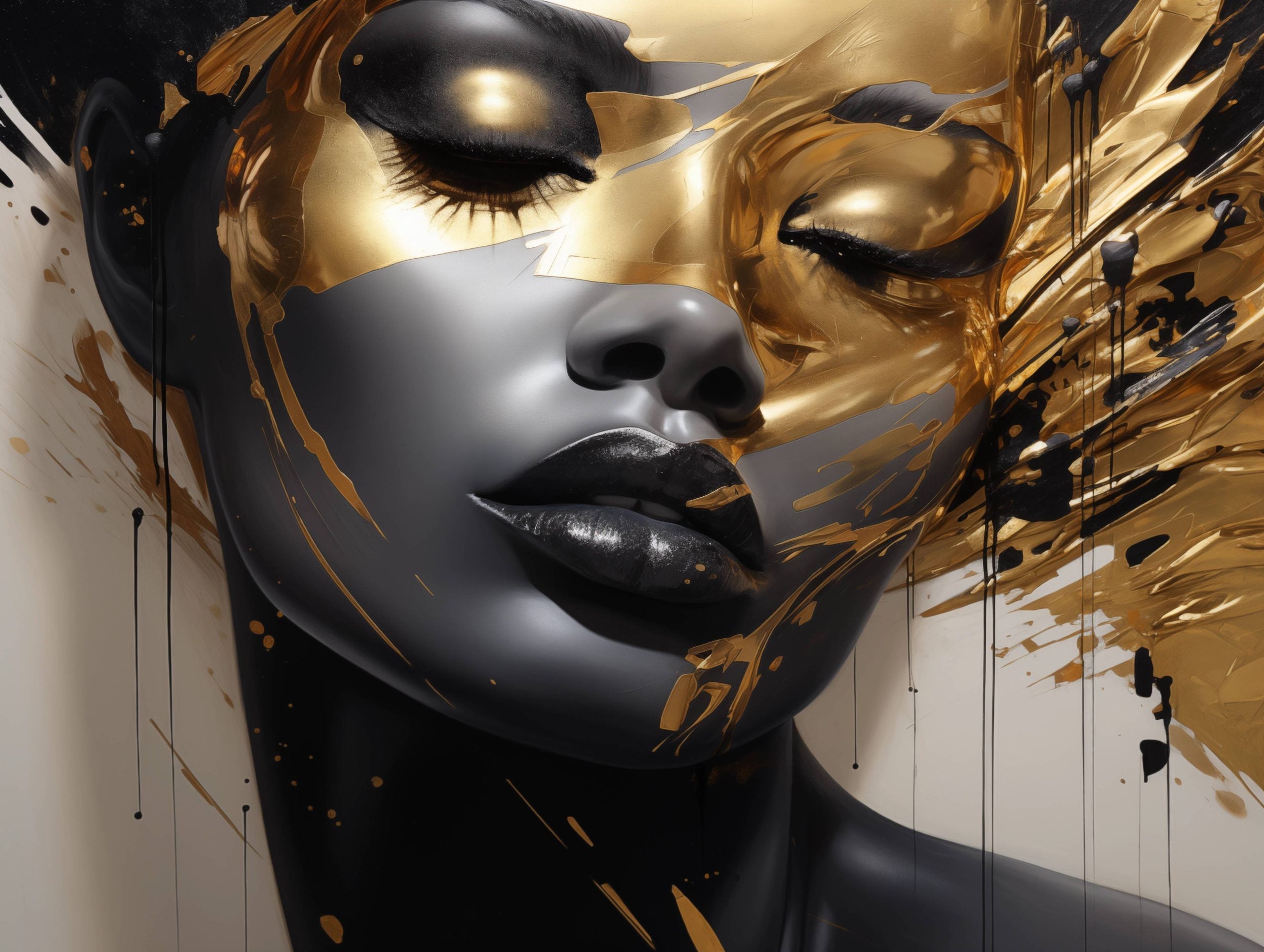 Glasschilderij - Exclusive - Liggend - Abstract Goud Liv