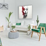 Glasschilderij - Exclusive - Liggend - Abstract Vrouw Paint