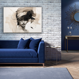 Glasschilderij - Exclusive - Liggend - Cremé Abstact Art