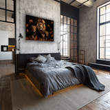 Glasschilderij - Exclusive - Liggend - Leeuwenfamilie 2 Welpen Britt