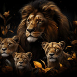 Glasschilderij - Exclusive - Liggend - Leeuwenfamilie 3 welpen Alice