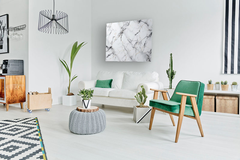 Glasschilderij - Exclusive - Liggend - Marmer Abstract Black Gold