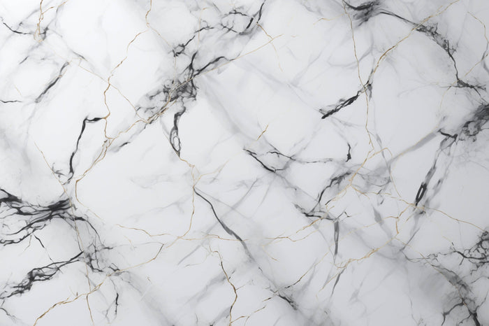 Glasschilderij - Exclusive - Liggend - Marmer Abstract Black Gold