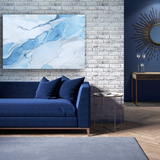 Glasschilderij - Exclusive - Liggend - Marmer Blauw Allicante