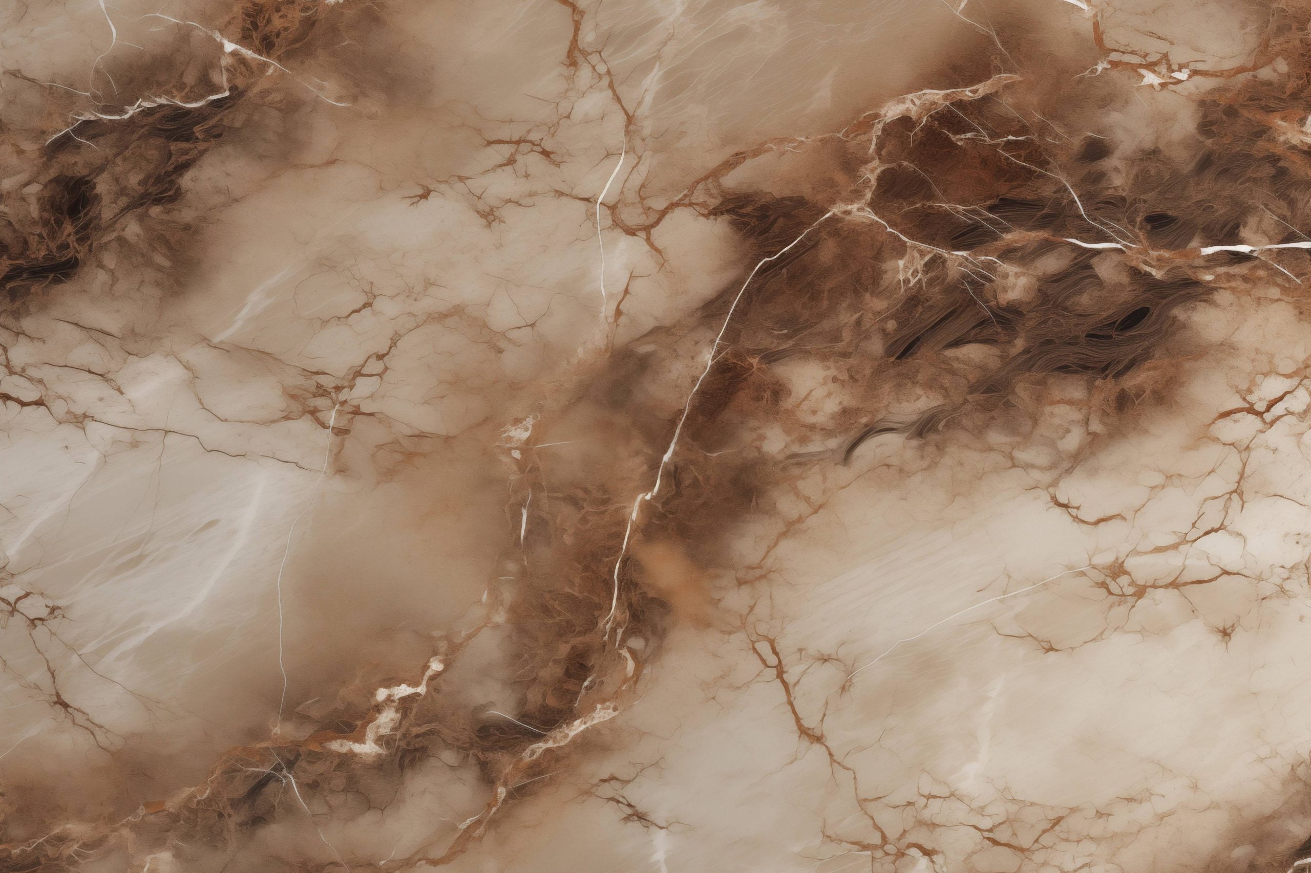 Glasschilderij - Exclusive - Liggend - Marmer Bruin Stone