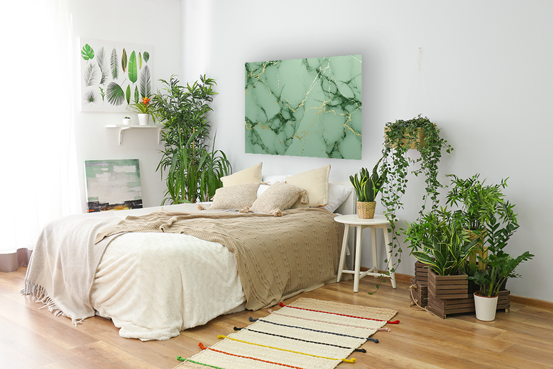 Glasschilderij - Exclusive - Liggend - Marmer Groen Goud