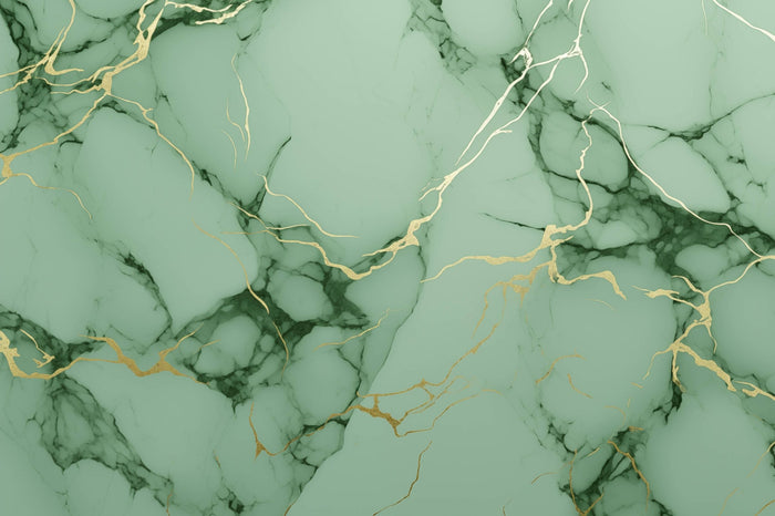 Glasschilderij - Exclusive - Liggend - Marmer Groen Goud