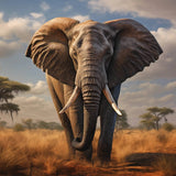 Glasschilderij - Exclusive - Liggend - Olifant op de Weg