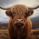 Glasschilderij - Exclusive - Liggend - Schotse Hooglander Mauk