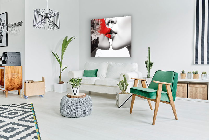 Glasschilderij - Exclusive - Liggend - Secret Kiss