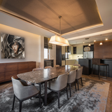 Glasschilderij - Exclusive - Liggend - Vrouw Abstract Cremé