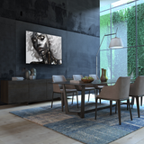 Glasschilderij - Exclusive - Liggend - Vrouw Zilver Finn