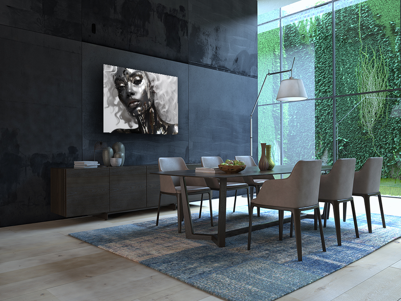 Glasschilderij - Exclusive - Liggend - Vrouw Zilver Finn