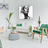 Glasschilderij - Exclusive - Liggend - Vrouw in Zilver