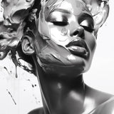 Glasschilderij - Exclusive - Liggend - Vrouw in Zilver