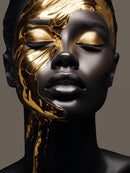 Glasschilderij - Exclusive - Staand - Abstract Vrouw Goud Jane