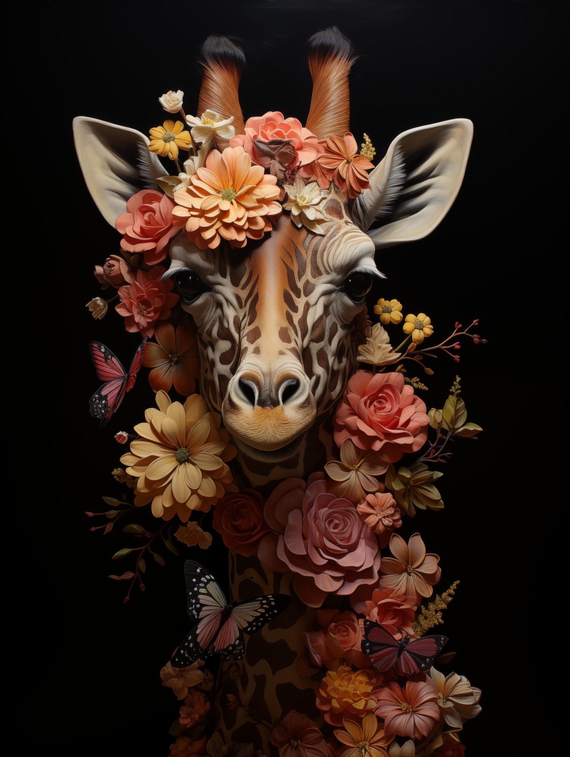 Glasschilderij - Exclusive - Staand - Giraf Zuid-Afrika