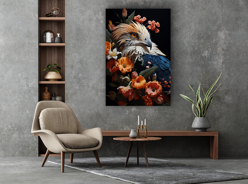 Glasschilderij - Exclusive - Staand - Havik Kleurrijk