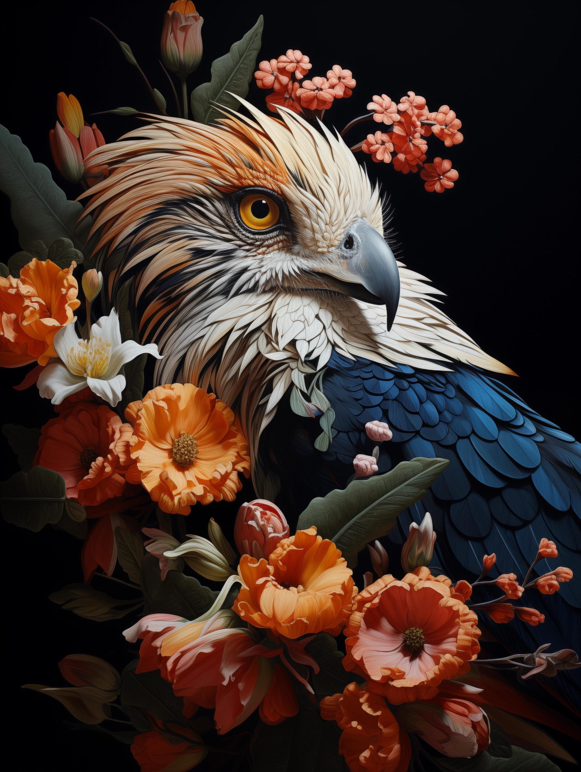 Glasschilderij - Exclusive - Staand - Havik Kleurrijk