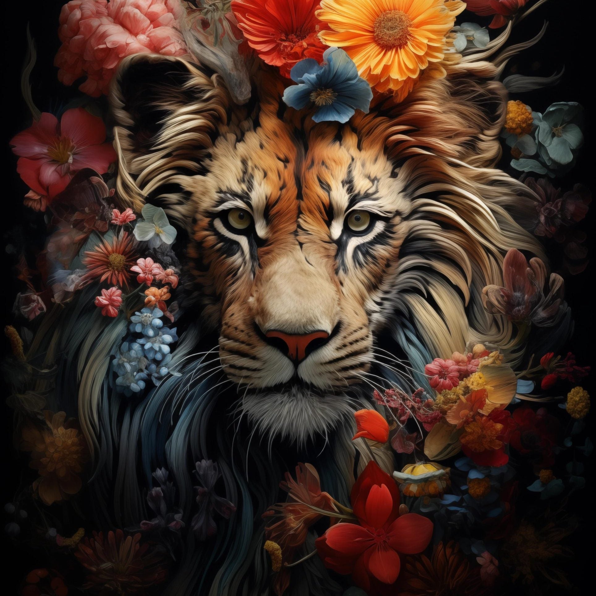 Glasschilderij - Exclusive - Staand - Leeuw Jungle