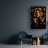 Glasschilderij - Exclusive - Staand - Leeuwenfamilie 2 Welpen Jack