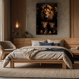 Glasschilderij - Exclusive - Staand - Leeuwenfamilie 2 Welpen Mona