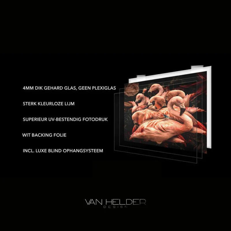 Glasschilderij - Exclusive - Staand - Leeuwenfamilie 2 Welpen Nora