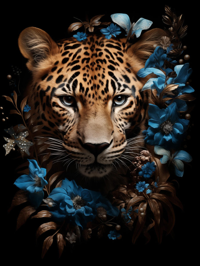 Glasschilderij - Exclusive - Staand - Panter Blue Lucy