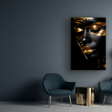 Glasschilderij - Exclusive - Staand - Vrouw met Goud Prime II