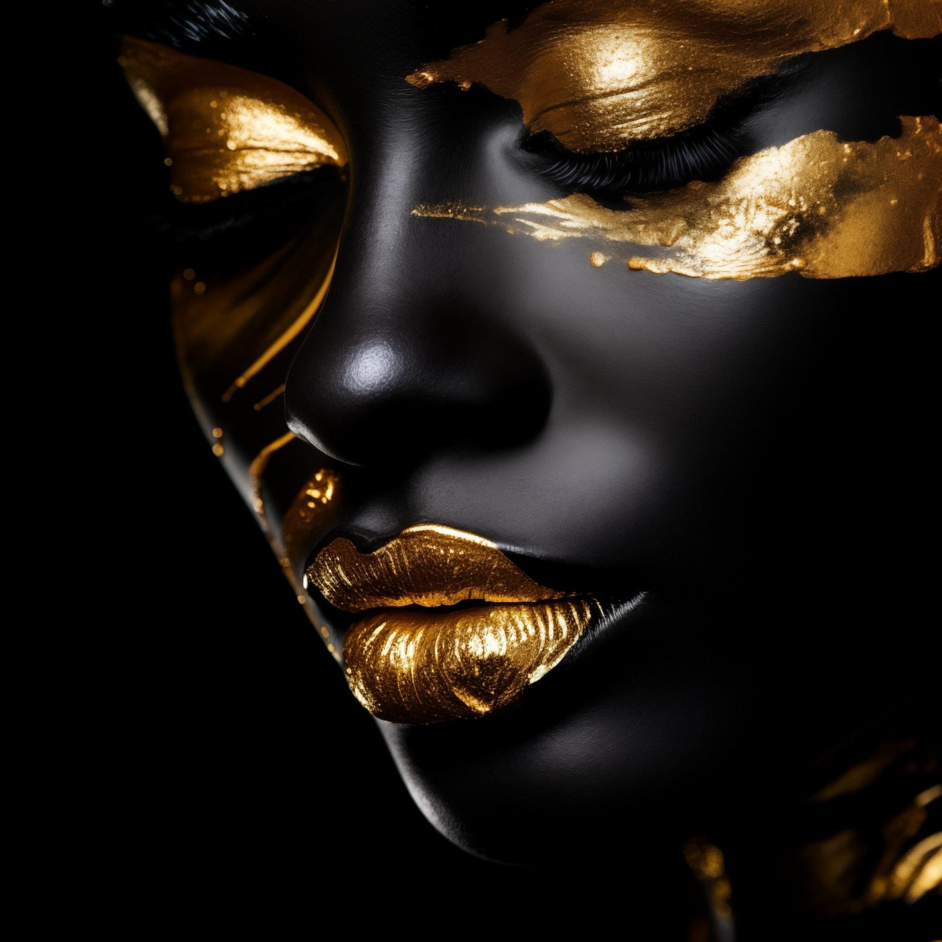 Glasschilderij - Exclusive - Staand - Vrouw met Goud Prime II