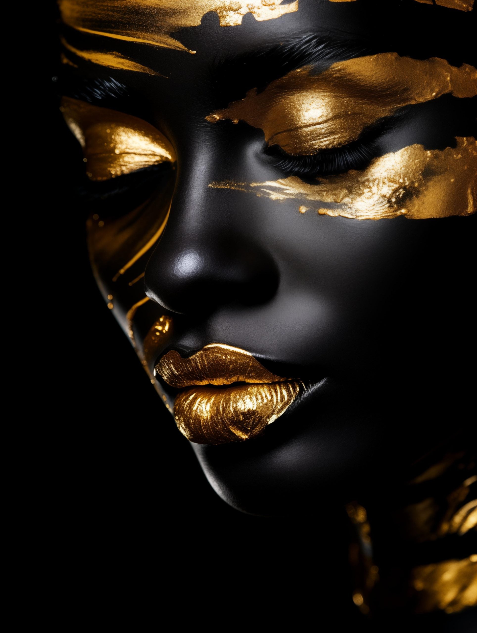 Glasschilderij - Exclusive - Staand - Vrouw met Goud Prime II